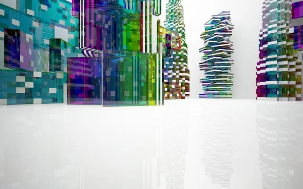 Белый интерьер с цветными предметами — стоковое фото