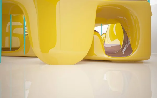 Dynamic interior with yellow objects — Stock Photo, Image