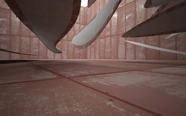 Wnętrza pokoju arkuszy zardzewiały metal i beton — Zdjęcie stockowe
