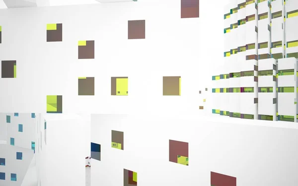 Bílý interiér s barevných objektů — Stock fotografie