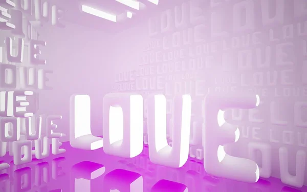 Dynamischer Innenraum mit dem Wort "Liebe" — Stockfoto