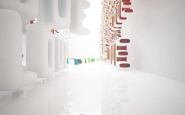 Abstraktes Interieur mit glänzenden Objekten — Stockfoto