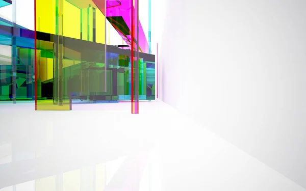 Bílý interiér s barevné objekty — Stock fotografie