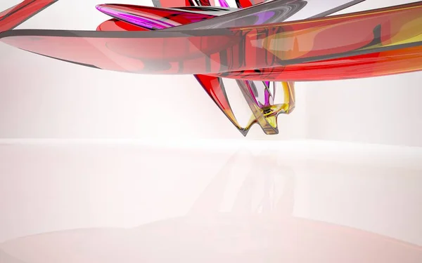 Intérieur abstrait avec sculpture en verre coloré — Photo