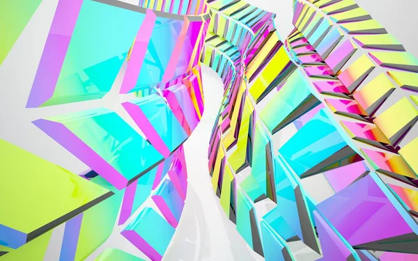 Interior arquitectónico abstracto con escultura de vidrio — Foto de Stock