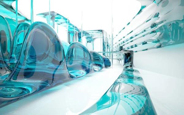 Пустой абстрактный интерьер из бирюзы стекла — стоковое фото