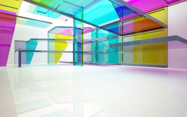 Architecturale interieur met gradiënt glazen — Stockfoto