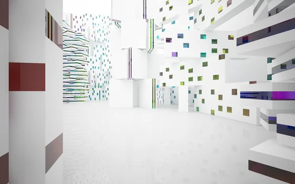 Bílý interiér s barevných objektů — Stock fotografie