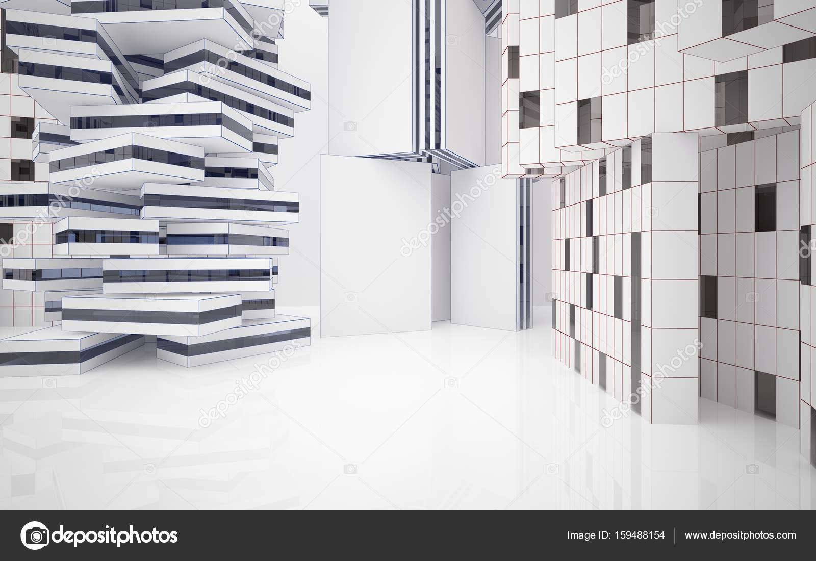 Architectural background drawing of modern buildings Stock Photo by