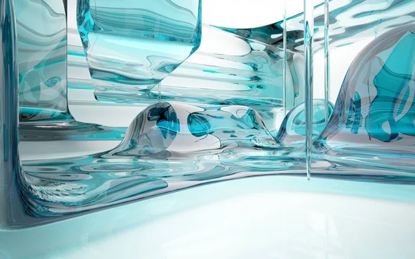 ターコイズ空の抽象的なガラス インテリア — ストック写真