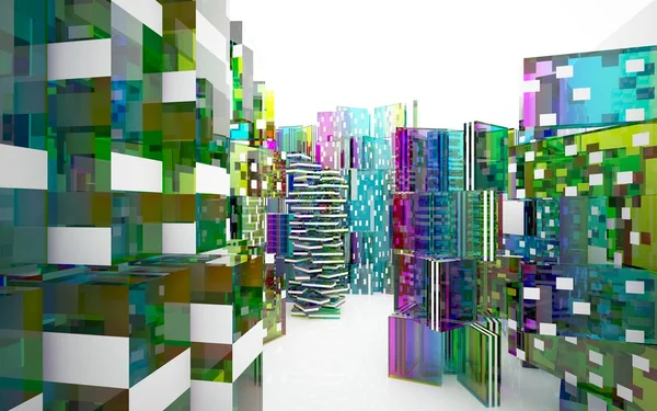 Wit interieur met gekleurde objecten — Stockfoto
