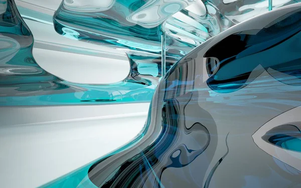Leeren abstrakten Glas türkisfarbenen Innenraum — Stockfoto
