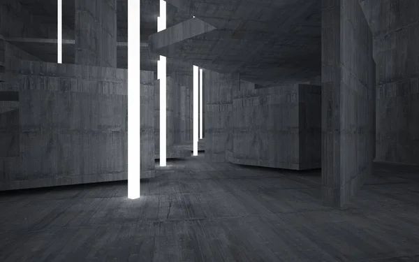 Prázdné temné místnosti konkrétní interiér — Stock fotografie