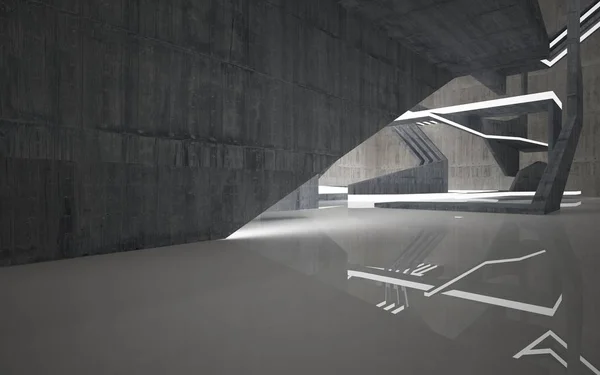 Boş karanlık beton odası iç — Stok fotoğraf