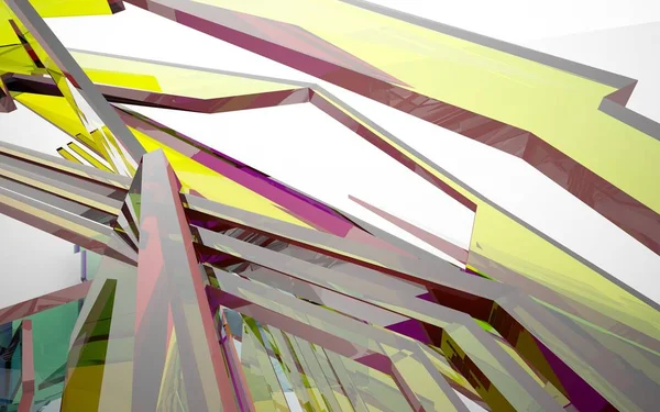 Abstraktní interiér s barevné skleněné plastiky — Stock fotografie