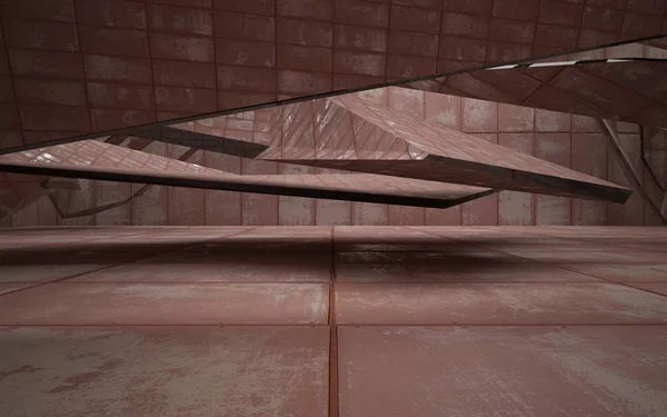 Rum interiör av ark rostiga metall och betong — Stockfoto
