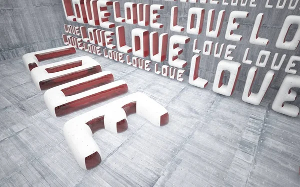 Interno con statua della parola "amore " — Foto Stock