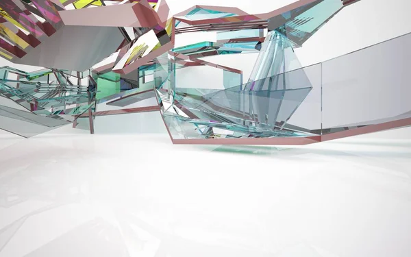 Interior abstrato com escultura de vidro colorido — Fotografia de Stock