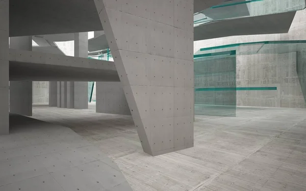 유리와 콘크리트의 추상 인테리어 — 스톡 사진