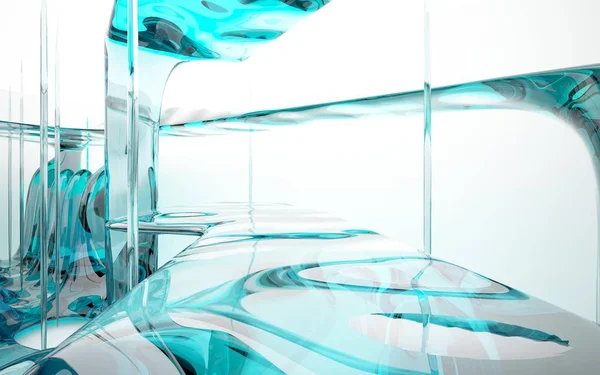 Interior vacío de cristal abstracto turquesa — Foto de Stock