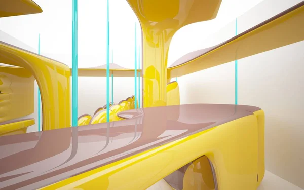 Динамичный интерьер с желтыми объектами — стоковое фото