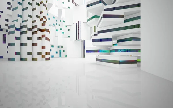 Interior blanco con objetos de colores — Foto de Stock
