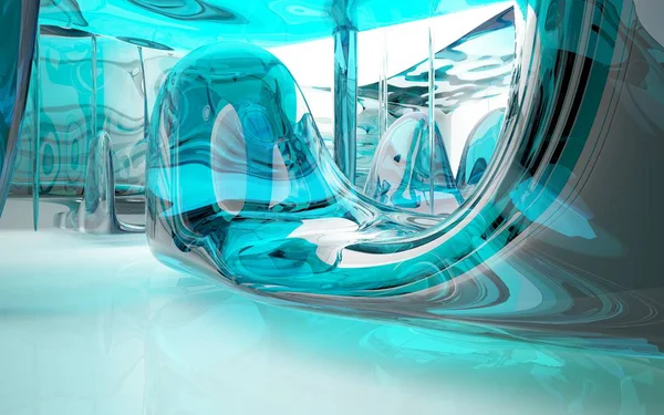 ターコイズ空の抽象的なガラス インテリア — ストック写真