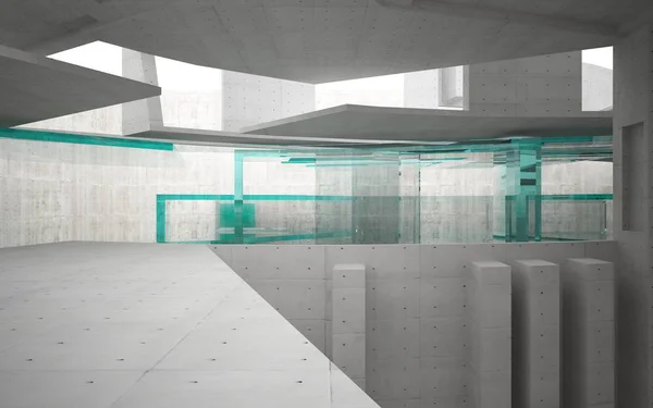 Abstraktes Interieur aus Glas und Beton — Stockfoto