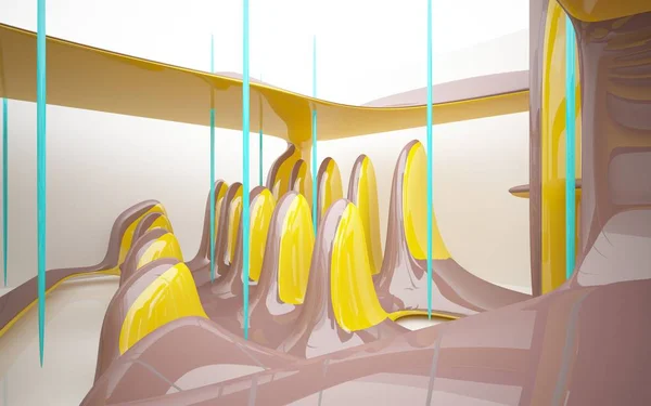 Dynamisch interieur met gele objecten — Stockfoto