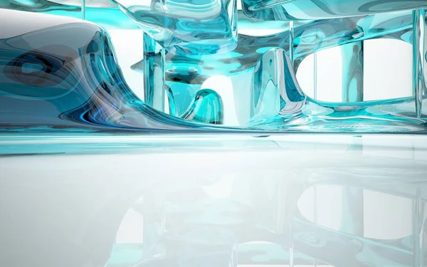 Пустой абстрактный интерьер из бирюзы стекла — стоковое фото