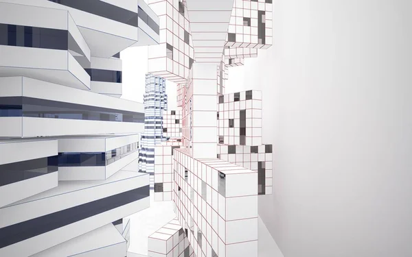 Architektonische Hintergrundzeichnung moderner Gebäude — Stockfoto