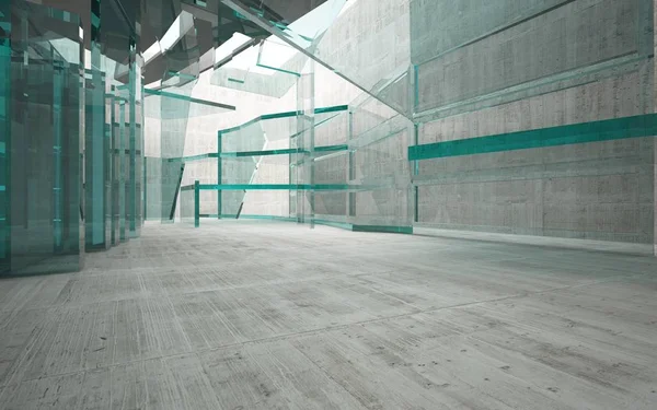 Abstrakta interiör av glas och betong — Stockfoto