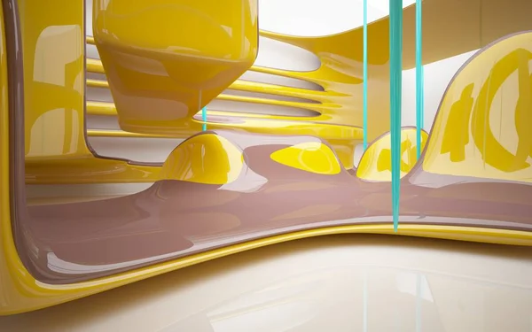 Dynamischer Innenraum mit gelben Objekten — Stockfoto