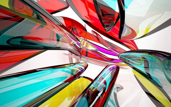 Абстрактний інтер'єр з кольоровою скляною скульптурою — стокове фото