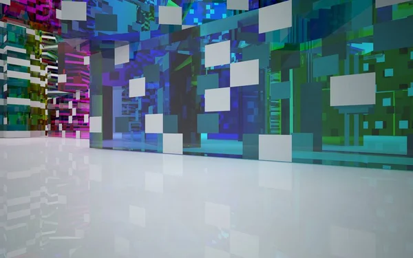 Weißes Interieur mit farbigen Objekten — Stockfoto