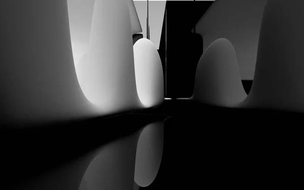 ダイナミックな黒と白のインテリア — ストック写真