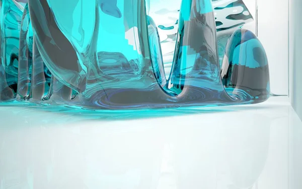 Empty abstract glass turquoise interior — Stock Photo, Image