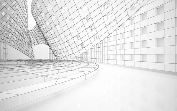 Bílý interiér s futuristické objekty — Stock fotografie