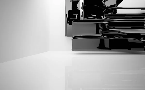 黒の滑らかなオブジェクトと白のインテリア — ストック写真