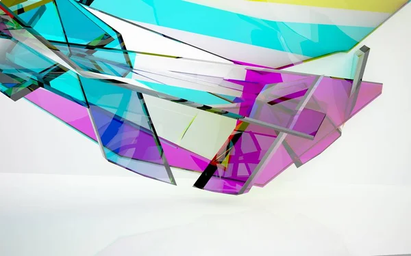 Intérieur dynamique abstrait avec des objets colorés — Photo