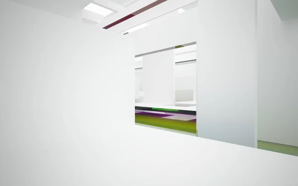 Interior abstrato branco com objetos coloridos — Fotografia de Stock