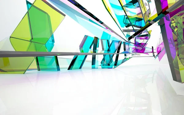 Abstract dynamic interior with colored objects — Stock Photo, Image