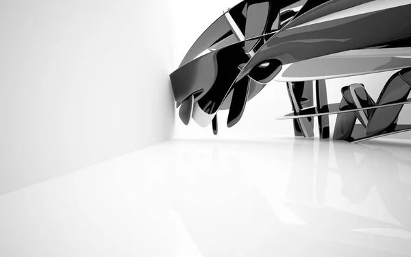 White interior with black smooth objects — Stock Photo, Image
