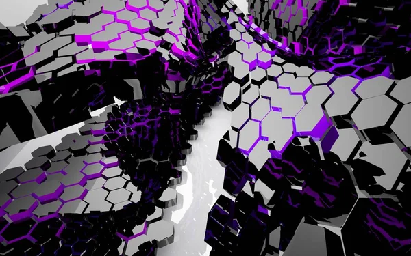 Интерьер с фиолетовыми шестиугольными сотами — стоковое фото