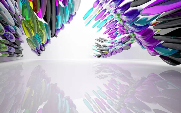 Interieur mit farbigen glatten Skulpturen — Stockfoto