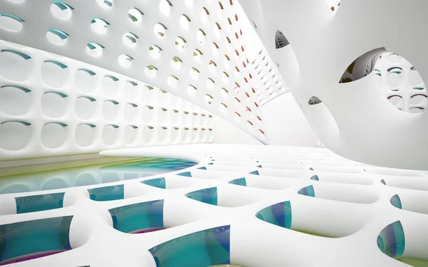 Interieur met gekleurde gladde objecten — Stockfoto
