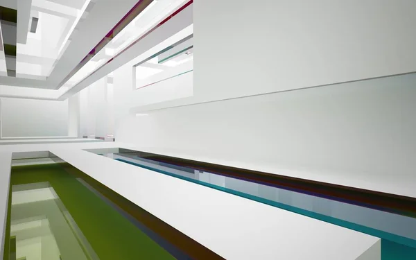 Interior abstrato branco com objetos coloridos — Fotografia de Stock