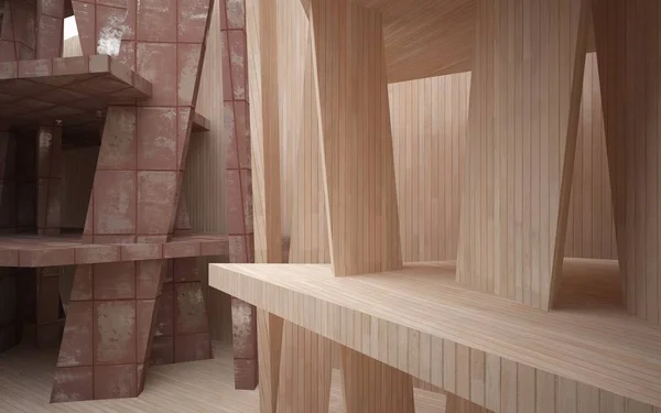 Métal et bois intérieur abstrait — Photo
