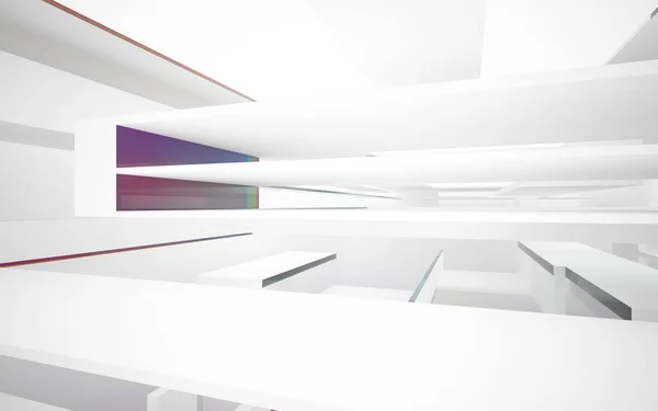 Intérieur abstrait blanc avec des objets colorés — Photo