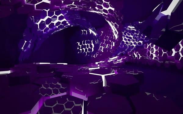 Interiör med violett sexkantiga honungskakor — Stockfoto